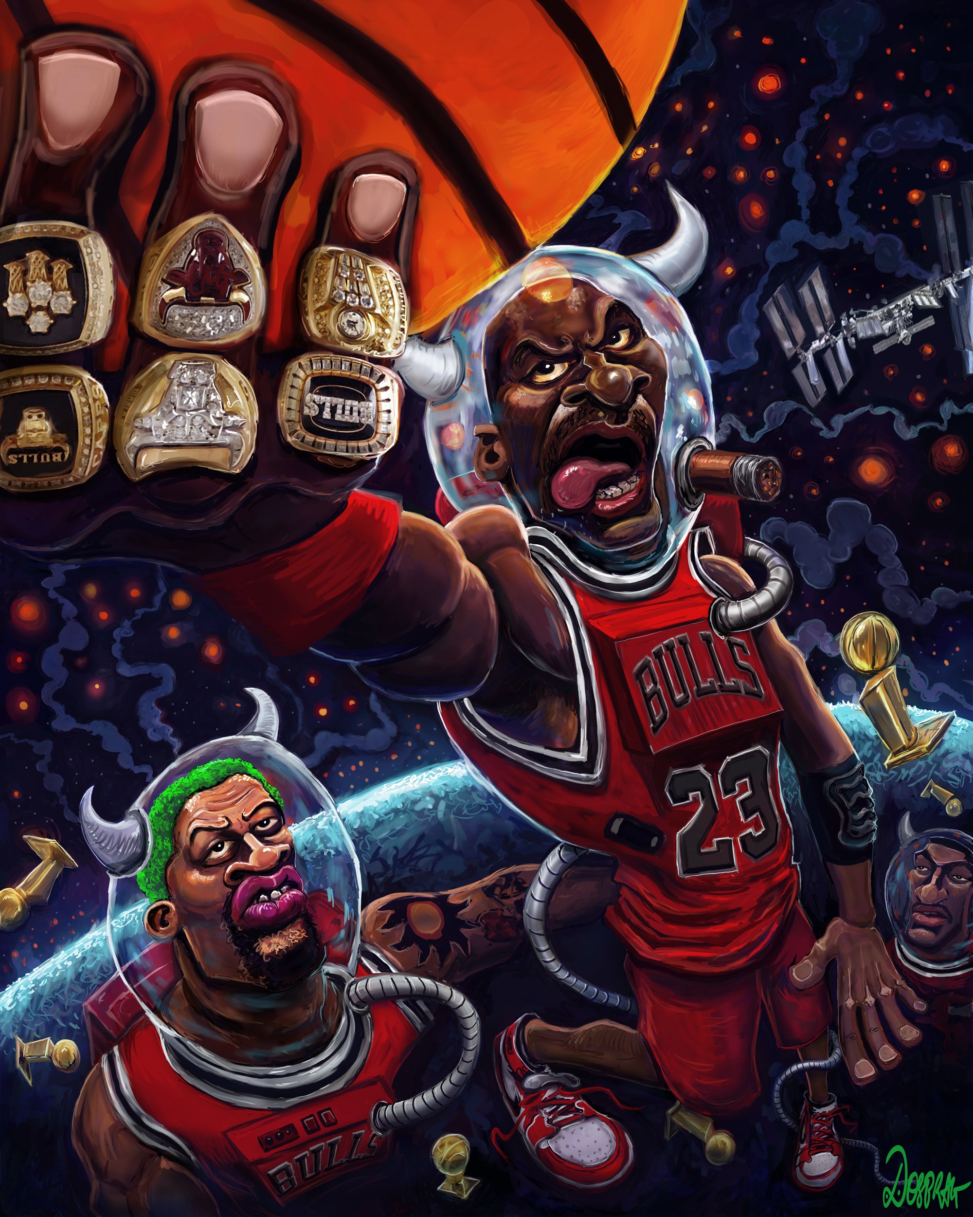 .com: Michael Jordan Scottie Pippen and Dennis Rodman - Canvas Art  Print: Posters & Prints